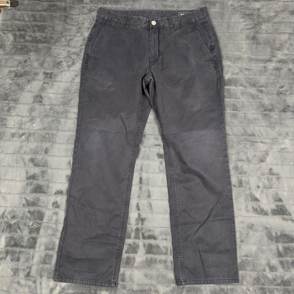 Bonobos Mens Washed Chino Pants 33x30 Grey Straight Leg Cotton Casual Trousers